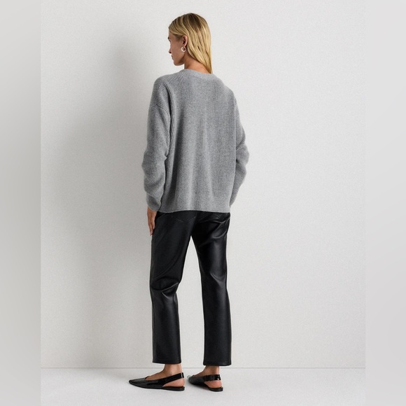 NWT Quince Mongolian Cashmere Fisherman Boxy Cropped Cardigan Sweater - Picture 6 of 6